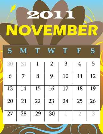  Illustration of 2011 Calendar with a monthly, I have all 12 months designed separately or all 12 months in a single design.のイラスト素材