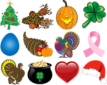 Set of 12 Holiday Icons.の写真素材