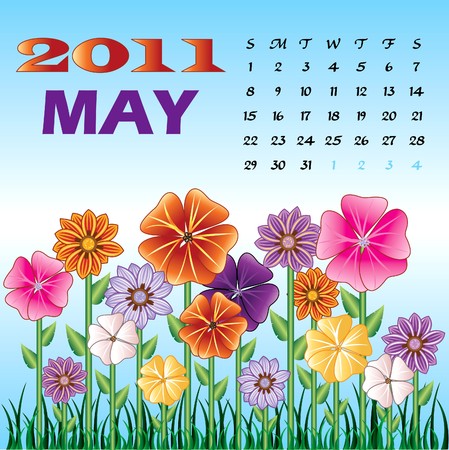 illstration of a Spring May 2011 Flower Garden with grass.の写真素材