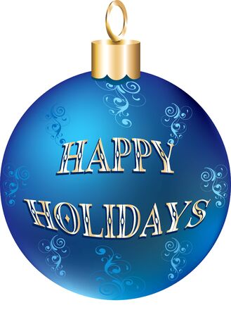 Illustration of blue gold happy holidays ornament isolated.の写真素材
