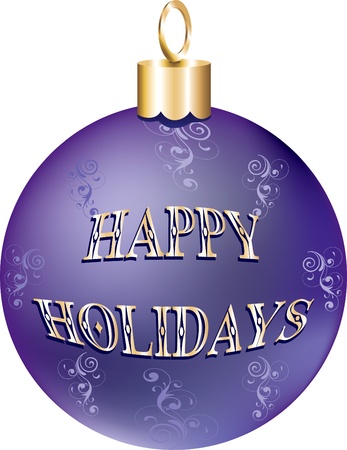Illustration of purple gold happy holidays ornament isolated.の写真素材