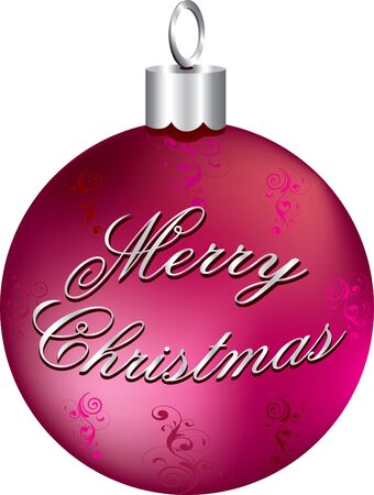 Illustration of red and silver Merry Christmas ornament isolated.の写真素材