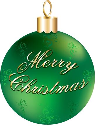 Illustration of green and gold happy holidays ornament isolated.の写真素材