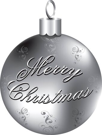 Illustration of silver Merry Christmas ornament isolated.の写真素材