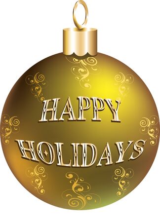 Illustration of gold happy holidays ornament isolated.の写真素材