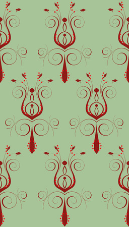  Illustration of seamless background. Red Green Abstract Flowerのイラスト素材