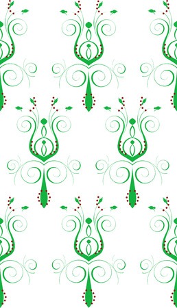  Illustration of seamless background. Green White Abstract Flowerのイラスト素材
