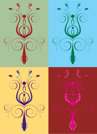 Illustration of seamless background. Abstract Flower Setのイラスト素材
