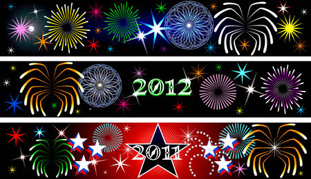 Vector Illustration for the New Year or independence day. Banners Background. Set of 3.のイラスト素材