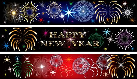 Vector Illustration for the New Year or independence day. Banners Background. Set of 3. New Year Firework Banners2の写真素材