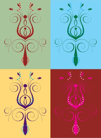 Vector Illustration of seamless background. Abstract Flower Setの写真素材