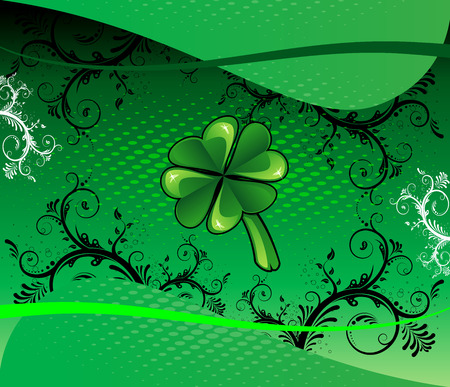 St Patricks Day Background with shamrock and scrolls.のイラスト素材
