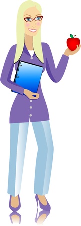 Teacher with Apple and notebook. See others in this series.のイラスト素材
