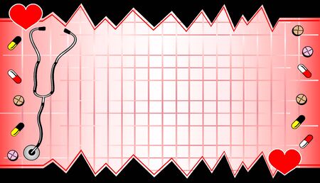 Medical Business Card or background in red with hearts.のイラスト素材