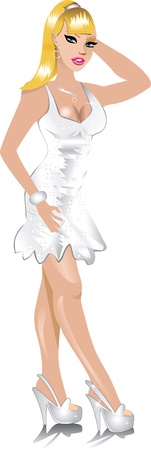 Vector of white wedding dress, can be used for Weddings, Beauty Pageants, Parties, Christmas, Valentines Day, Prom or more.のイラスト素材