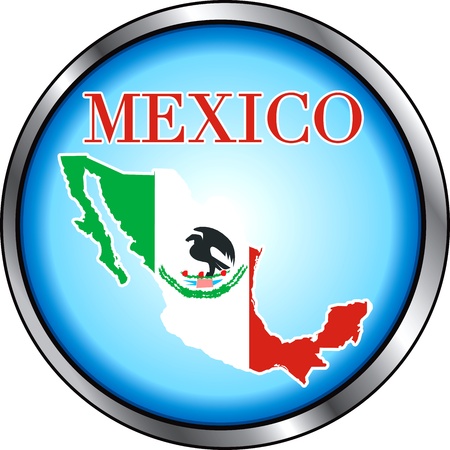 Vector Illustration for Mexico, Round Button.のイラスト素材