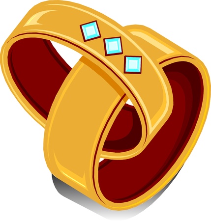 two wedding rings linked together.のイラスト素材