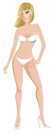 Vector Illustration of a white swimsuit girl.のイラスト素材
