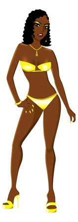 Vector Illustration of a Yellow Swimsuit Girl.のイラスト素材