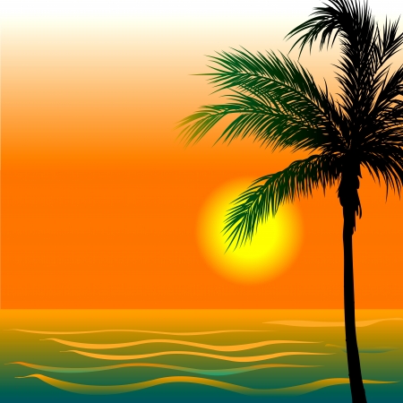 Illustration of Beach Background 4 during sunset or sunrise.