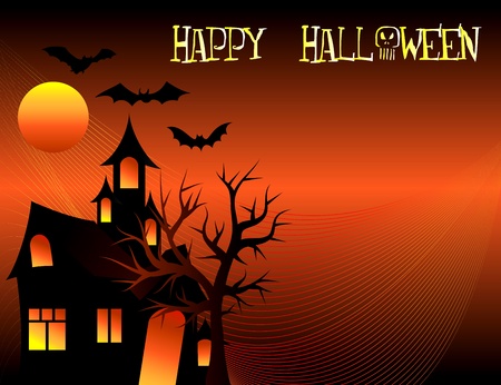 Abstract of a Halloween Tree Background with tree and bats.のイラスト素材