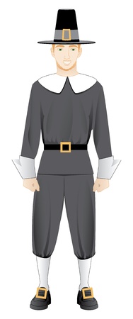 Vector Illustration for Thanksgiving of a Pilgrim Man.のイラスト素材
