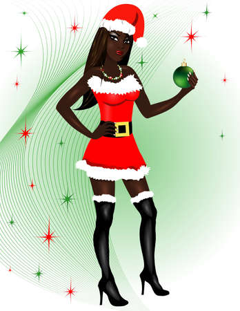 Vector Illustration for Christmas of a dressed up Sexy Santa Costume.のイラスト素材