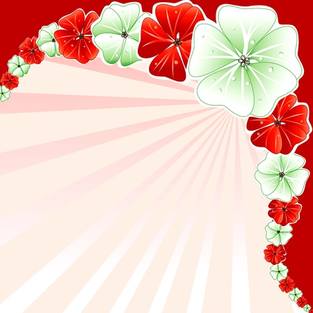 Vector Illustration of Red with Green Floral Background.のイラスト素材
