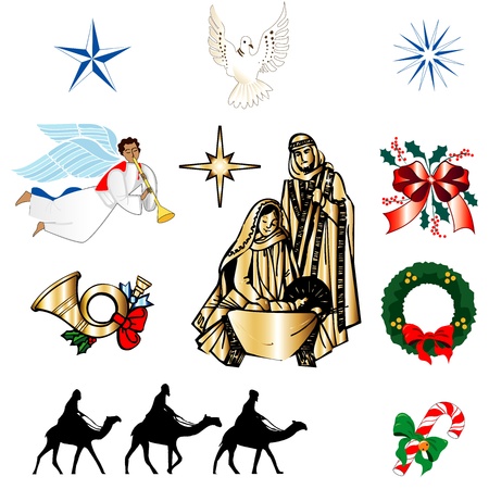 Set of ten Christmas or Holiday Icons. Vector Illustration.のイラスト素材