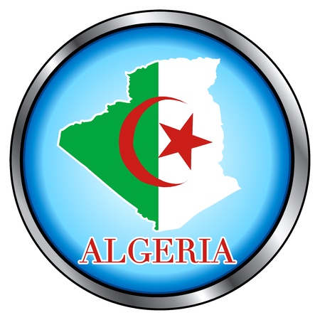 Vector Illustration for Algeria, Round Button.のイラスト素材
