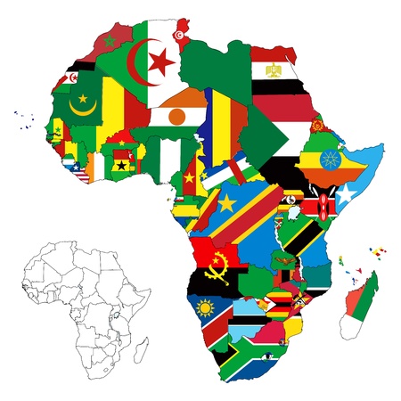 illustration for the continent of Africa. Over 50 countries including several small islands, rivers and lakes not visible unless zoomed in. Very editable if needed.のイラスト素材