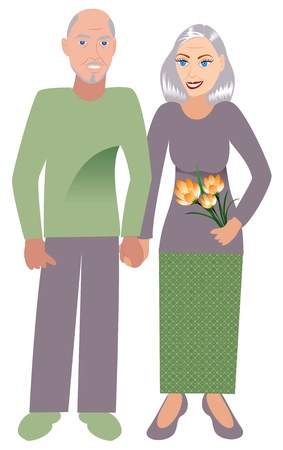 Illustrtion of an old happy couple in love.のイラスト素材