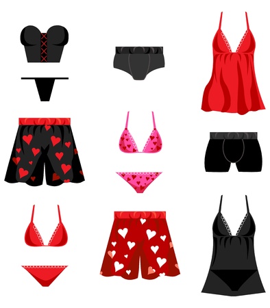 illustration of 12 lingerie love valentines lingerie icons.のイラスト素材