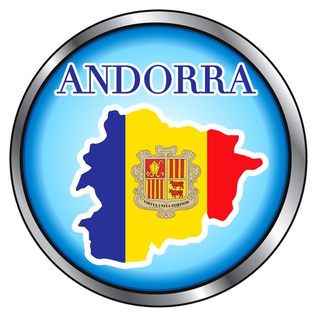 Vector Illustration for Andorra, Round Button.のイラスト素材