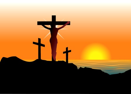 Vector Illustration of Jesus Christ on cross. Easter Resurrection.のイラスト素材