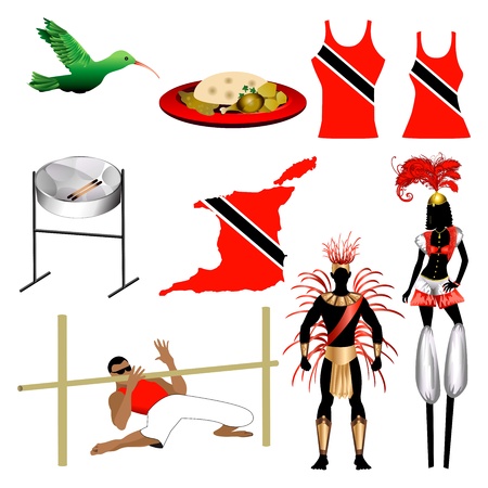 Vector Illustration of 9 different Trinidad and Tobago Trini icons.のイラスト素材