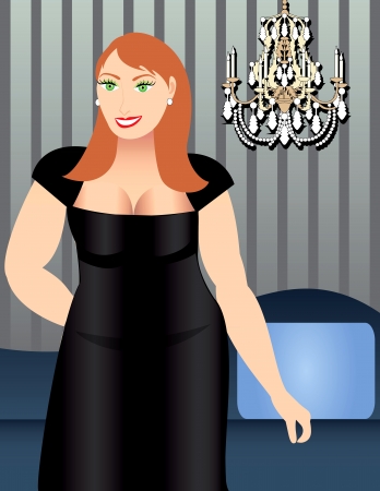  Illustration of a Heavy Set Woman in Formal dress.のイラスト素材