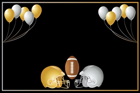 Illustration of a gold and silver football design with helmets. のイラスト素材