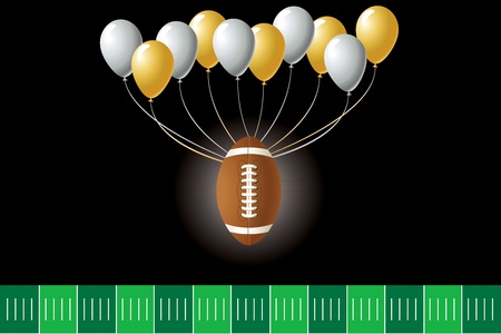Illustration of a football design with party balloons and yard line. のイラスト素材