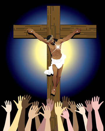 Vector Illustration showing the power of the holy spirit, Jesus Christ on cross. Easter Resurrectionの写真素材