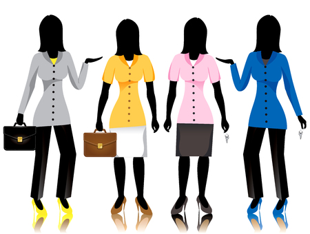 Career business women in suits. Vector Illustration.の写真素材