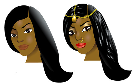 Illustration of a woman with little or no makeup, natural before and after styling.のイラスト素材
