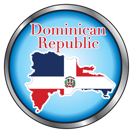 Vector Illustration for Dominican Republic, Round Button.のイラスト素材