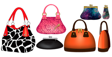 Vector Illustration of  variety of purses and handbags.のイラスト素材