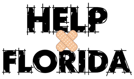 Vector Illustration to Help Florida recover after a slew of Hurricanes destroyed many homes and damaged buildings.のイラスト素材