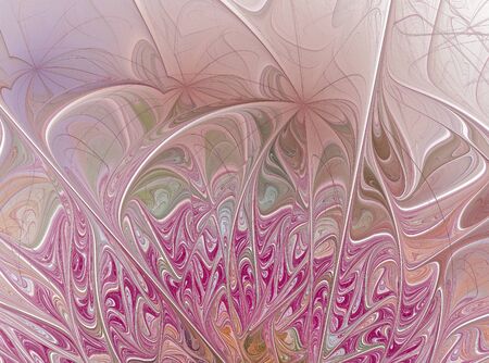 Pink abstract fractal computer generated image. butterflies on glassの写真素材