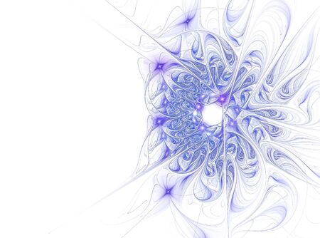 Abstract fractal flower computer generated image. Blue flower on white background. Copy spaceの写真素材