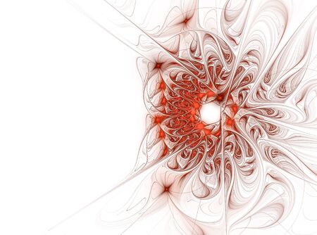 Abstract fractal flower computer generated image. Red flower on white background. Copy spaceの写真素材