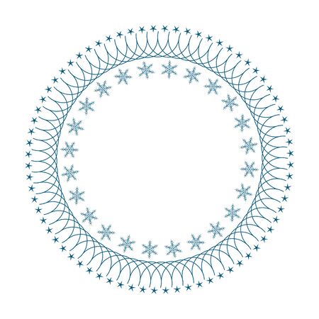 Set of vector decorative frames for Christmas and New Year with snowflakes on a white background.のイラスト素材