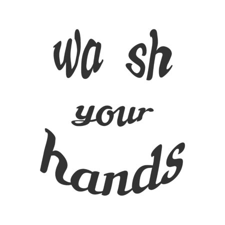 Text wash your hands like a smiling face. The concept of the importance of handwashing to protect against coronavirus. Stock vector illustration on white background. Isolatedのイラスト素材